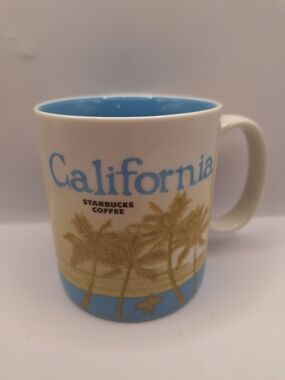 Starbucks California Palm Trees Coffee Mug Blue Interior 2011 Collectible Cup